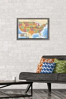 Map - USA Wall Poster, 22.375" x 34" Framed