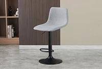 Safdie & Co. Modern Bar Stool, Light Gray Fabric & Black Metal Pedestal Base