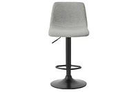 Safdie & Co. Modern Bar Stool, Light Gray Fabric & Black Metal Pedestal Base