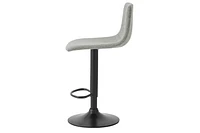 Safdie & Co. Modern Bar Stool, Light Gray Fabric & Black Metal Pedestal Base