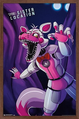 Five Nights at Freddy's: Sister Location - Funtime Foxy Wall Poster, 14.725" x 22.375" Framed