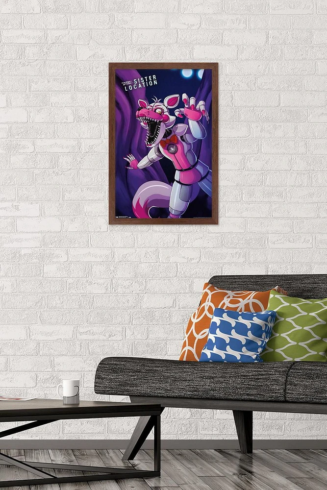 Five Nights at Freddy's: Sister Location - Funtime Foxy Wall Poster, 14.725" x 22.375" Framed