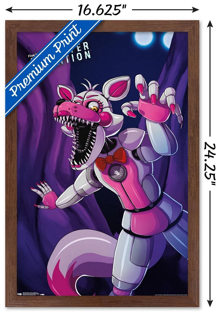 Five Nights at Freddy's: Sister Location - Funtime Foxy Wall Poster, 14.725" x 22.375" Framed