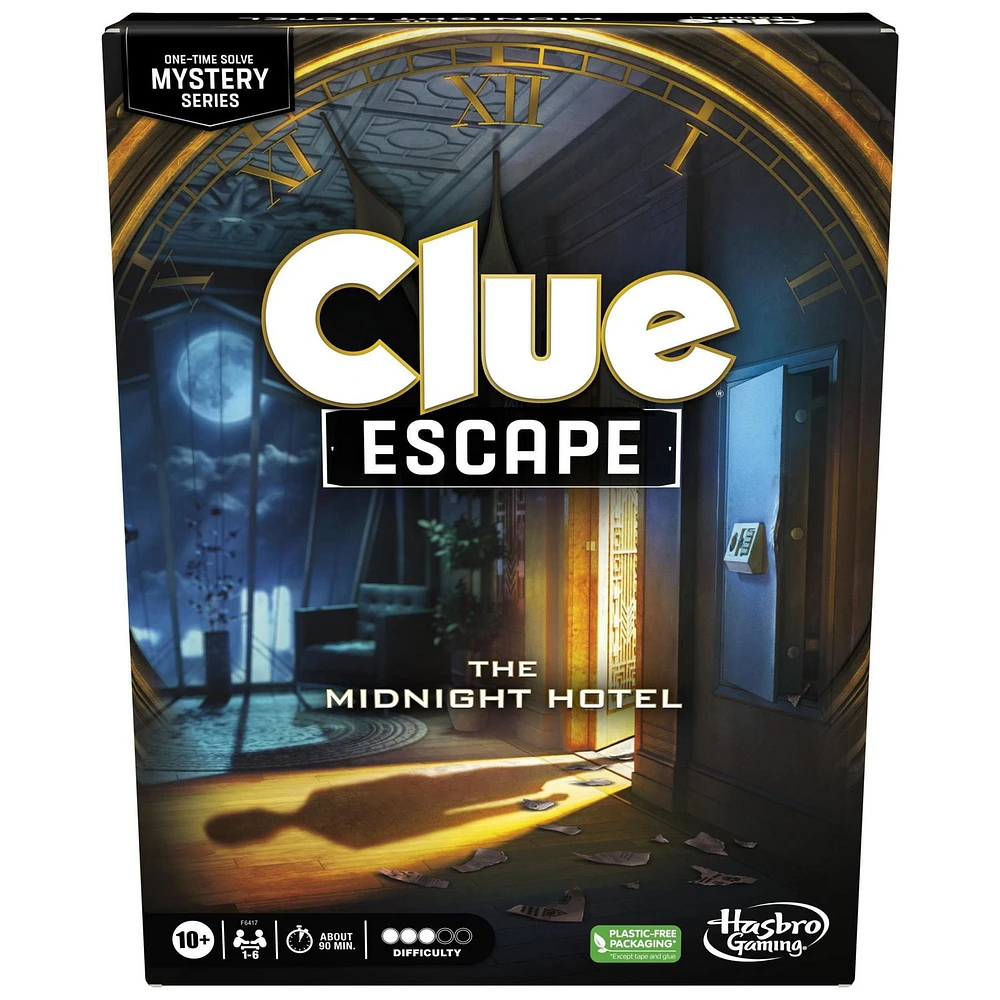 Clue Escape: The Midnight Hotel Board Game, Clue Escape Room Game, 1-Time Solve Mystery Games, Family Games for Ages 10+, 1-6 Players, 90 Mins. Avg.