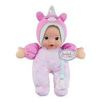 My Sweet Baby 10-Inch Soft Baby Doll with Pacifier and Unicorn Outfit, Light Skin Tone, Recommended for children ages 2 and up.