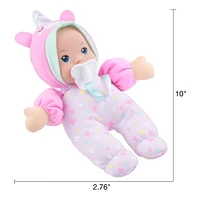 My Sweet Baby 10-Inch Soft Baby Doll with Pacifier and Unicorn Outfit, Light Skin Tone, Recommended for children ages 2 and up.