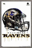 NFL Baltimore Ravens - Drip Helmet 20 Wall Poster with Magnetic Frame