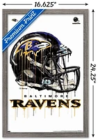 NFL Baltimore Ravens - Drip Helmet 20 Wall Poster with Magnetic Frame