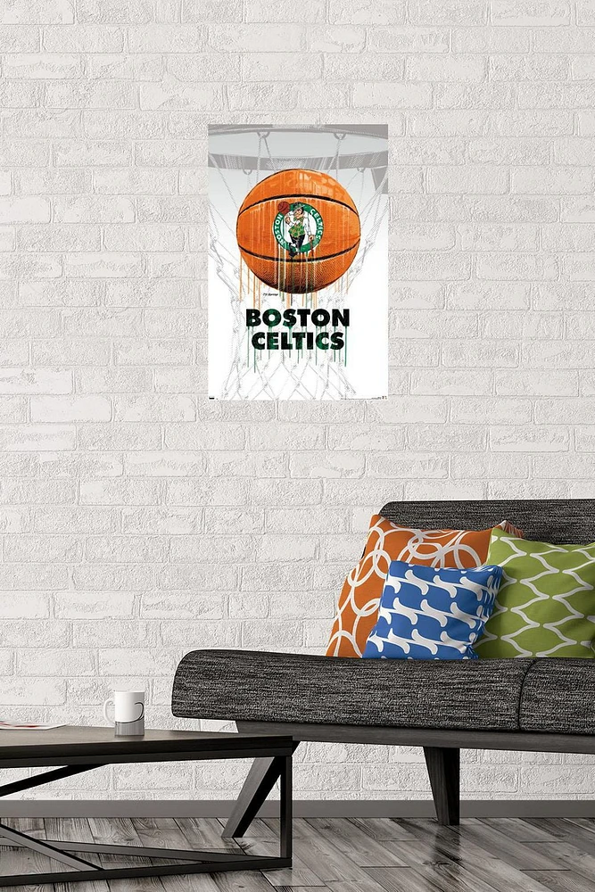 NBA Boston Celtics - Drip Ball 20 Wall Poster, 22.375" x 34" Framed