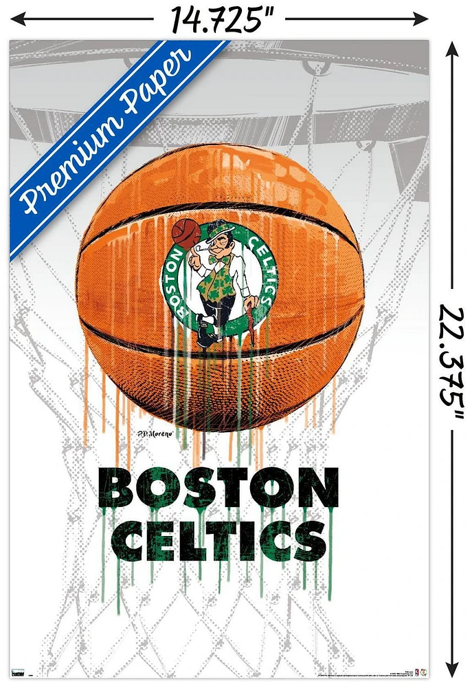 NBA Boston Celtics - Drip Ball 20 Wall Poster, 22.375" x 34" Framed