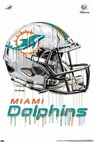NFL Miami Dolphins - Drip Helmet 20 Wall Poster with Magnetic Frame, 22.375" x 34"