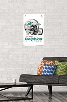 NFL Miami Dolphins - Drip Helmet 20 Wall Poster with Magnetic Frame, 22.375" x 34"