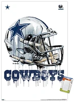 NFL Dallas Cowboys - Drip Helmet 20 Wall Poster, 22.375" x 34" Framed