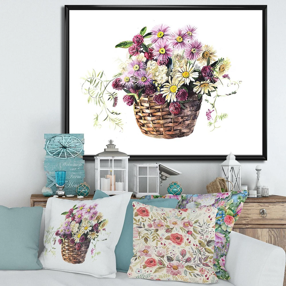 Designart Bouquet From Meadow Flowers In The Basket FLOAT FRAME WALL ART