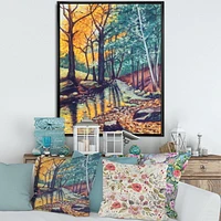 Designart Landscape With River In Autumn Forest Sunset FLOAT FRAME WALL ART