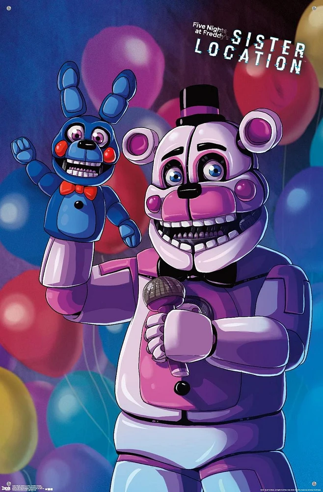 Five Nights at Freddy's: Sister Location - Funtime Freddy Wall Poster, 22.375" x 34" Framed