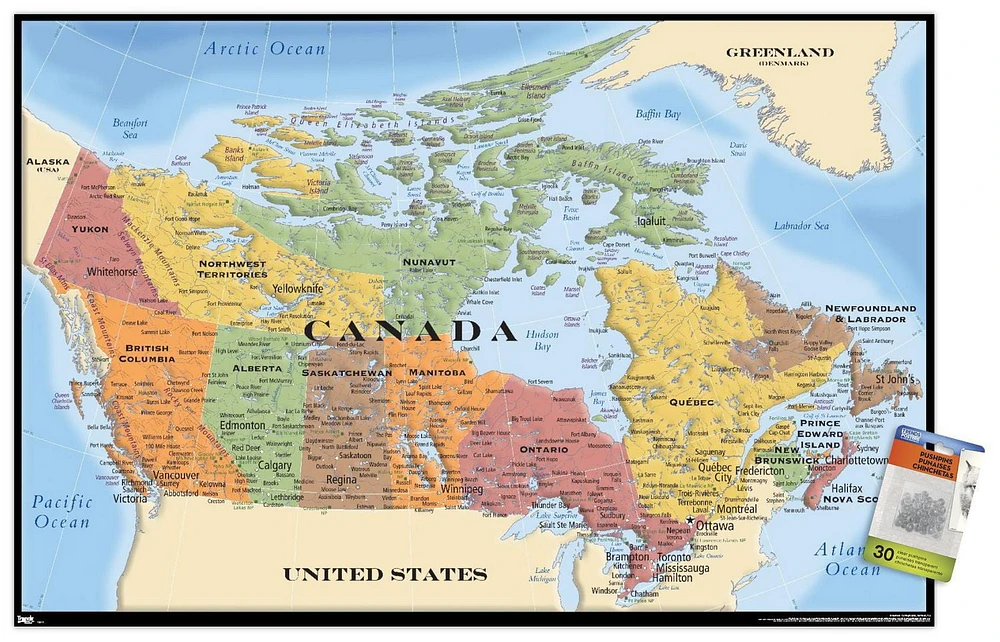 Map - Canada Wall Poster, 22.375" x 34" Framed