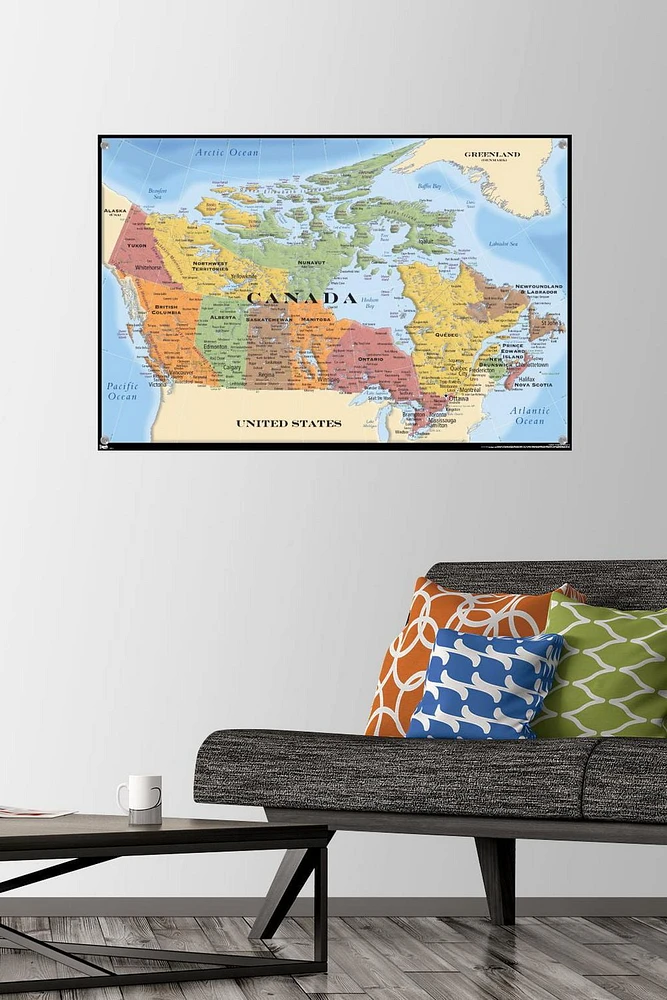 Map - Canada Wall Poster, 22.375" x 34" Framed