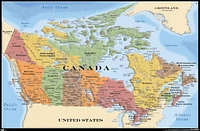 Map - Canada Wall Poster, 22.375" x 34" Framed