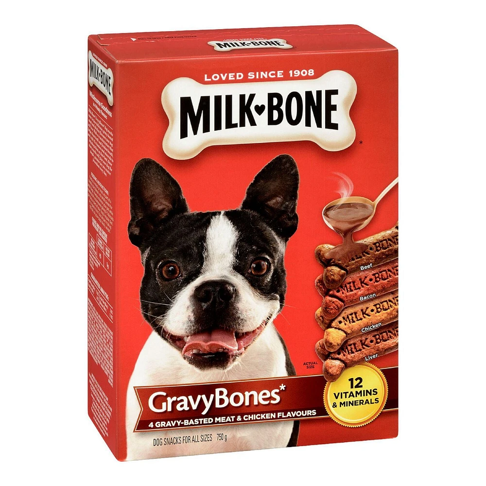 Milk-Bone GravyBones Crunchy Biscuit Dog Treats, Meat & Chicken Flavour, 750g