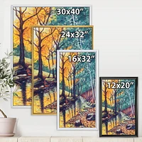 Designart Landscape With River In Autumn Forest Sunset FLOAT FRAME WALL ART