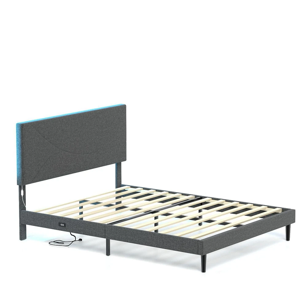 Homy Casa Set of 1 Kids' Bed with Upholstered Headboard and Wooden Slat Support for Bedroom