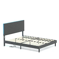 Homy Casa Set of 1 Kids' Bed with Upholstered Headboard and Wooden Slat Support for Bedroom