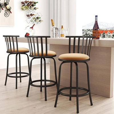 Ensemble de 3 tabourets de bar pivotants Homy Casa de 61 cm avec siège rembourré pour cuisine ou bar