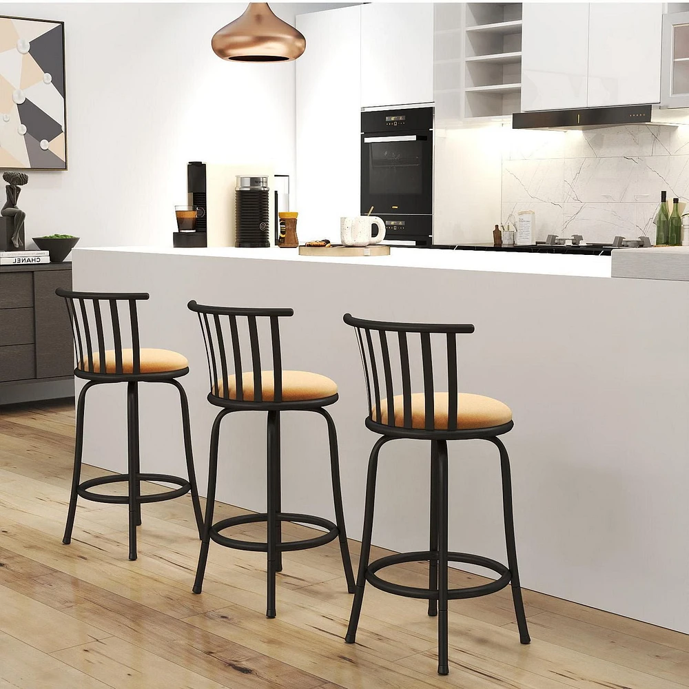 Ensemble de 3 tabourets de bar pivotants Homy Casa de 61 cm avec siège rembourré pour cuisine ou bar