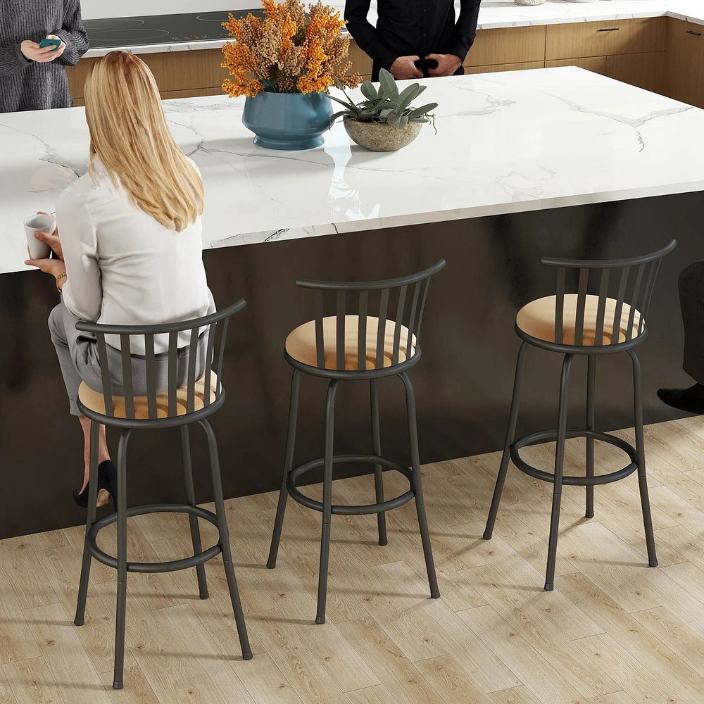 Ensemble de 3 tabourets de bar pivotants Homy Casa de 61 cm avec siège rembourré pour cuisine ou bar