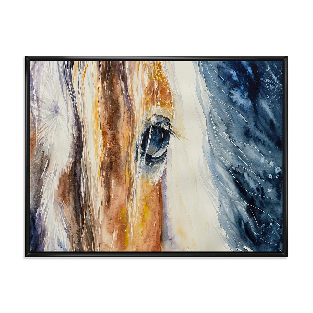 Designart Close-Up of A Beautiful Horses Eye I FLOAT FRAME WALL ART