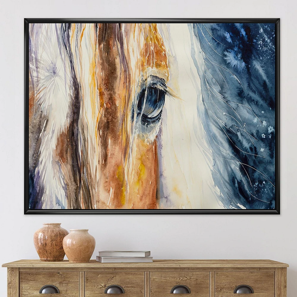 Designart Close-Up of A Beautiful Horses Eye I FLOAT FRAME WALL ART