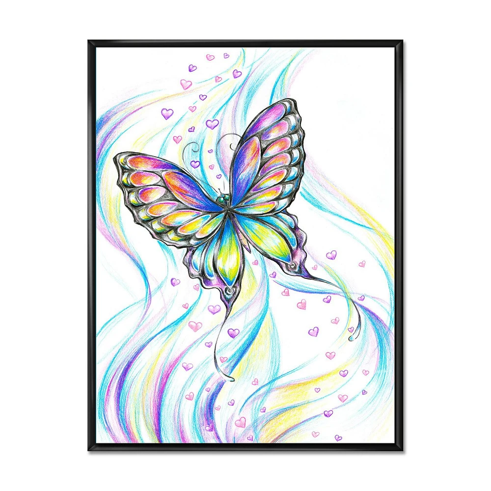 Designart Iridiscent Butterfly FLOAT FRAME WALL ART