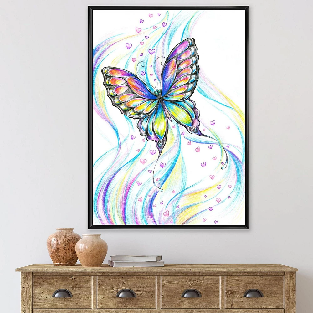 Designart Iridiscent Butterfly FLOAT FRAME WALL ART