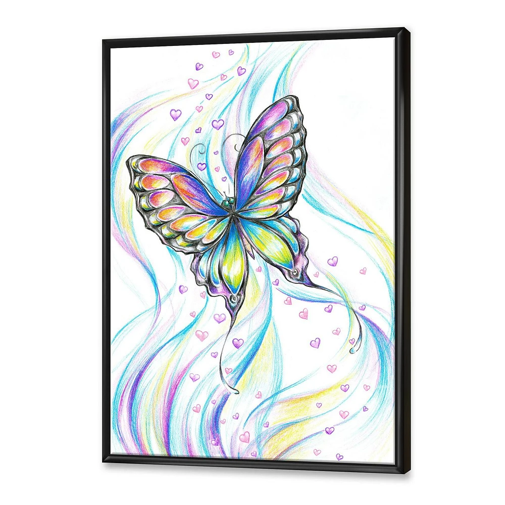 Designart Iridiscent Butterfly FLOAT FRAME WALL ART