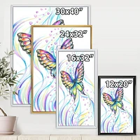 Designart Iridiscent Butterfly FLOAT FRAME WALL ART