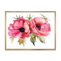 Designart Stylized Poppy Flowers FLOAT FRAME WALL ART