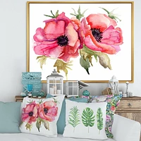 Designart Stylized Poppy Flowers FLOAT FRAME WALL ART