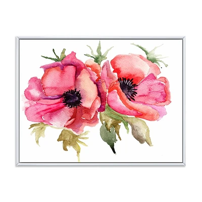 Designart Stylized Poppy Flowers FLOAT FRAME WALL ART