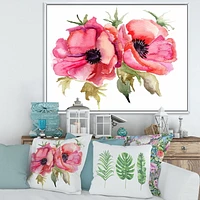 Designart Stylized Poppy Flowers FLOAT FRAME WALL ART