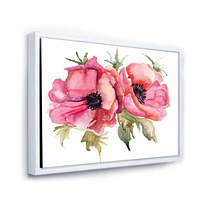 Designart Stylized Poppy Flowers FLOAT FRAME WALL ART