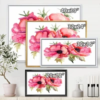 Designart Stylized Poppy Flowers FLOAT FRAME WALL ART