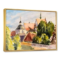 Designart View of Old Polish City In Nature FLOAT FRAME WALL ART