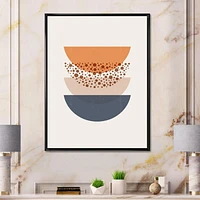 Designart Abstract Sun & Moon Geometrics In Blue & Orange FLOAT FRAME WALL ART