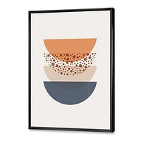 Designart Abstract Sun & Moon Geometrics In Blue & Orange FLOAT FRAME WALL ART