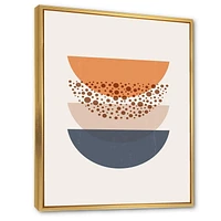 Designart Abstract Sun & Moon Geometrics In Blue & Orange FLOAT FRAME WALL ART