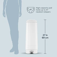 Poubelle à couches Diaper Genie Signature, Blanc, comprend 1 recharge Easy Roll avec 9 sacs peut contenir jusqu'à 423 couches nouveau-nés