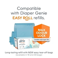 Poubelle à couches Diaper Genie Signature, Blanc, comprend 1 recharge Easy Roll avec 9 sacs peut contenir jusqu'à 423 couches nouveau-nés