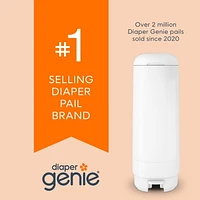 Diaper Genie Signature Pail - Grey, Includes 1 Easy Roll Refill with 9 Bags, holds up to 423 newborn diapers per refill.