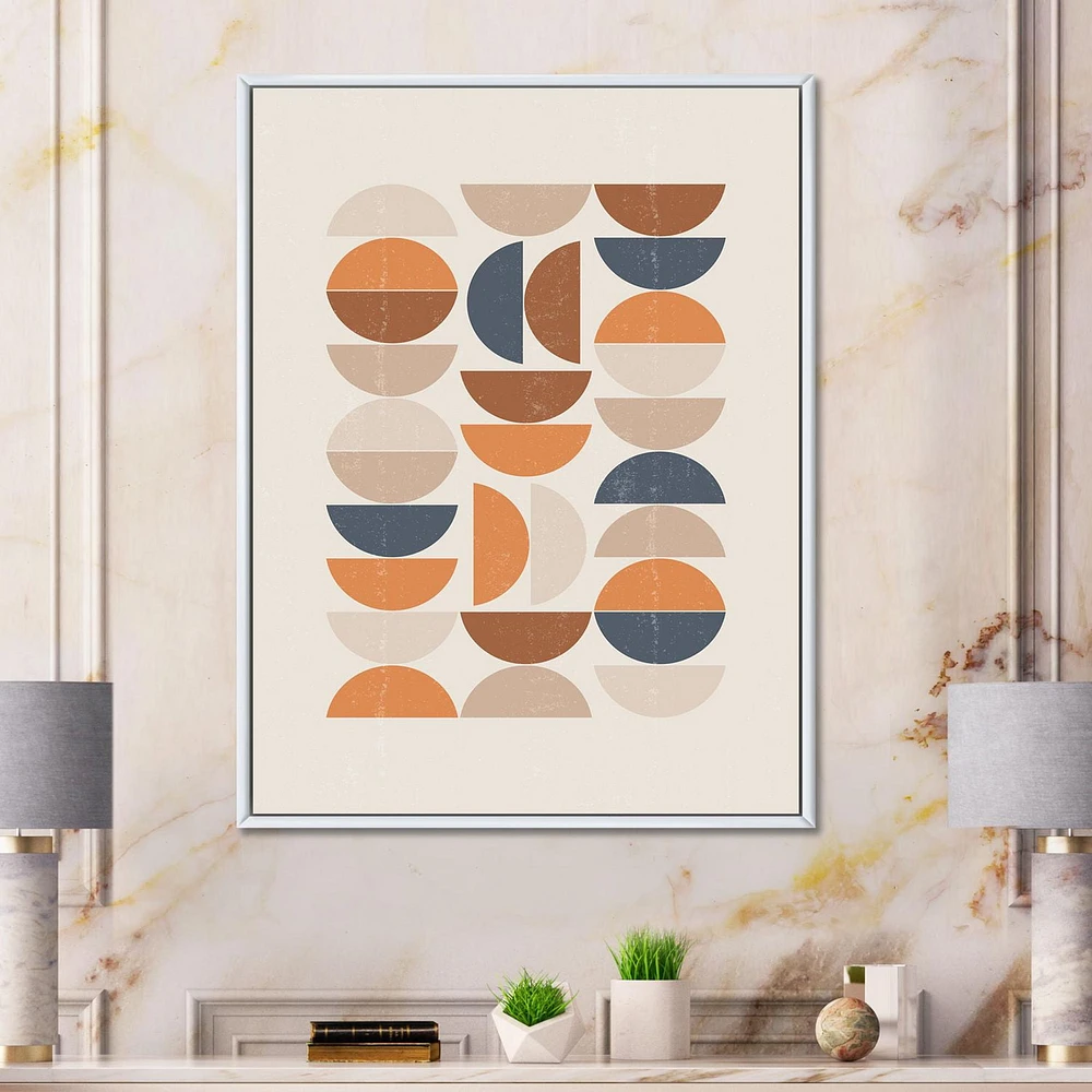 Designart Abstract Sun and Moon S In Blue and Orange FLOAT FRAME WALL ART